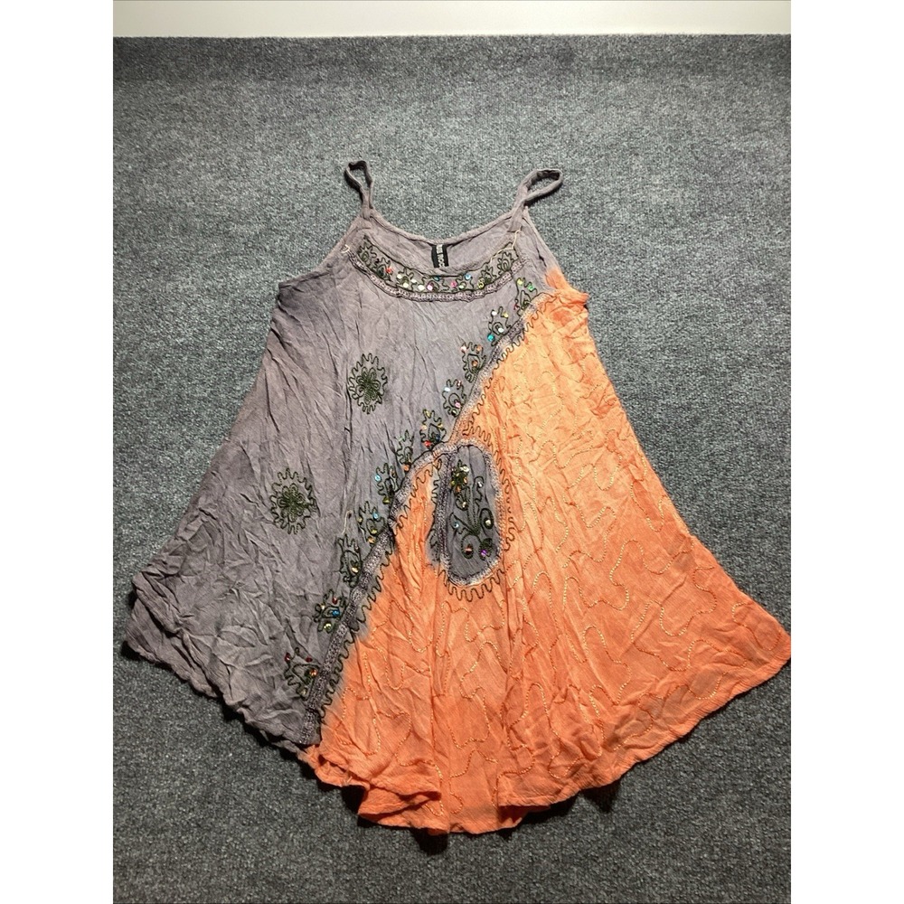True Rock Top Women One Size Boho Colorblock Sleeveless Scoop Neck Rayon